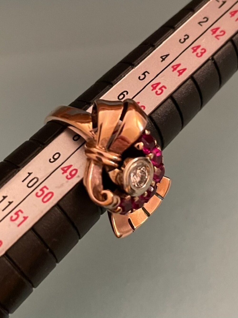 Vintage 14k Gold Ring Rose Gold 1920s - 1940s Art Deco Sz 4.5 RARE 5 grams - Picture 4 of 12